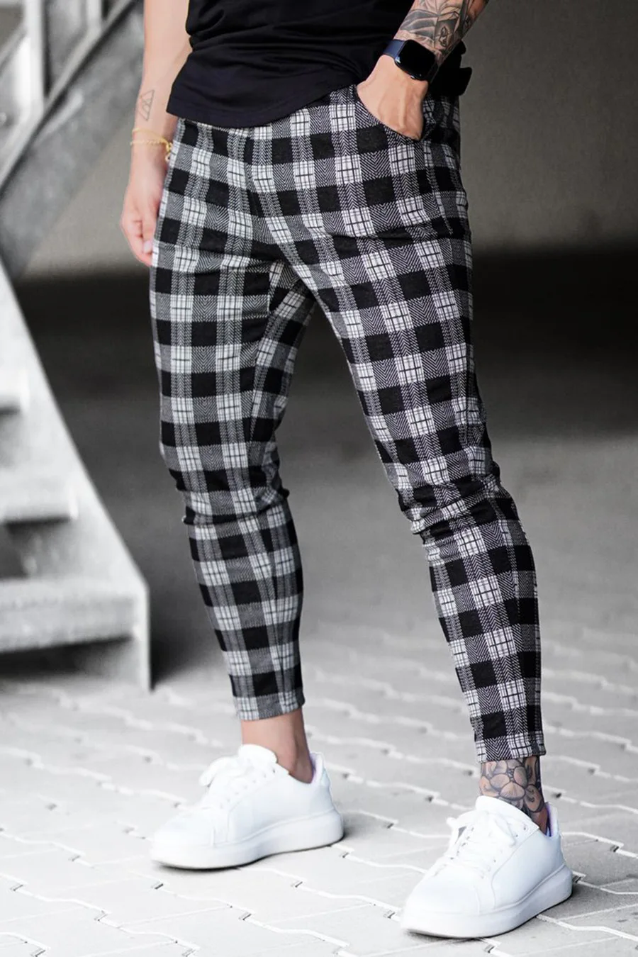 Clothing Plaid Streetwear Pants Men Pants Joggs Plaid Casual Srts
