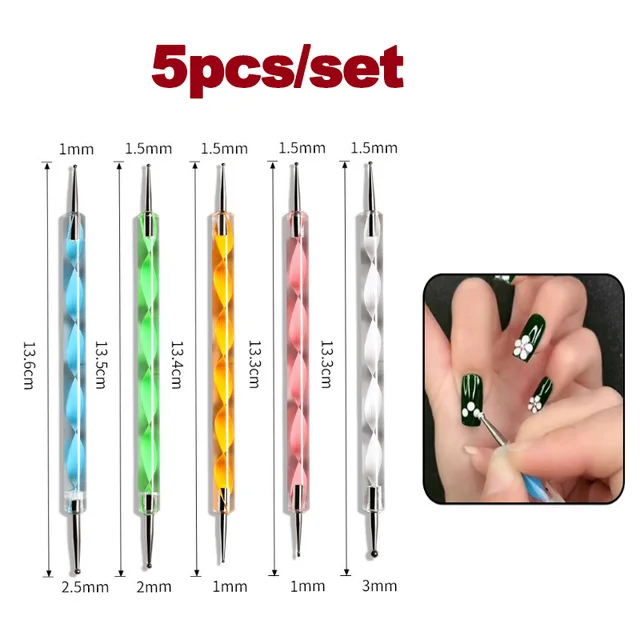 Mobray Acrylic Nail Art UV Gel Brush Design Tip Painting Drawing Carving Dotting Pen FlatFan Liner Acrylic Painting Tool MJ79