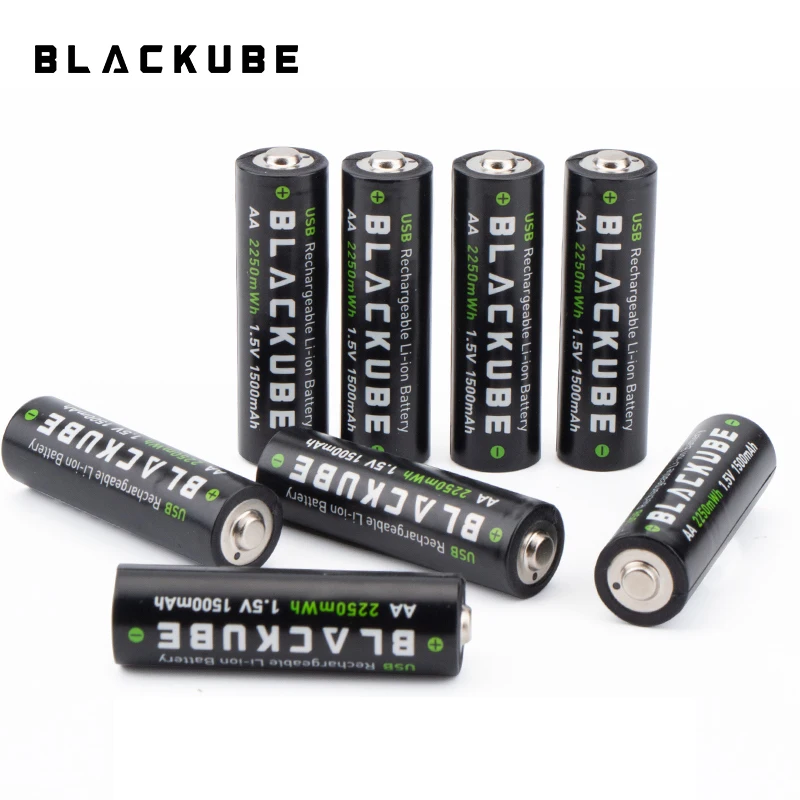 8 шт. аккумуляторные литиевые аккумуляторы BLACKUBE с функцией быстрой зарядки AA USB 1500