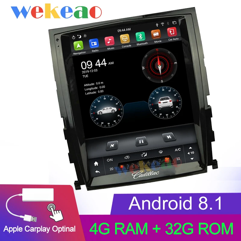 Android Car Radio Wekeao вертикальный экран Tesla стиль 10,4 ''Android 8,1 автомобильный Радио dvd-плеер для Cadillac Escalade SLS gps навигация 2007-2012 - Цвет: Android Car Radio