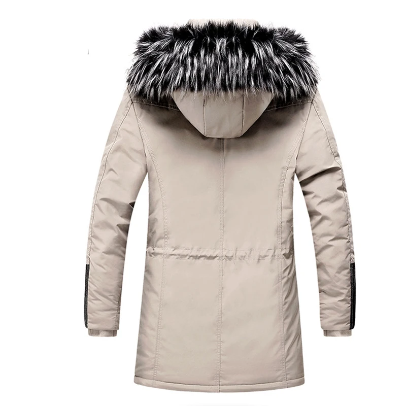 Зимняя куртка для мужчин, пальто с капюшоном, толстая Флисовая теплая парка с меховым воротником, длинное пальто, Повседневная Водонепроницаемая ветровка, пальто для мужчин