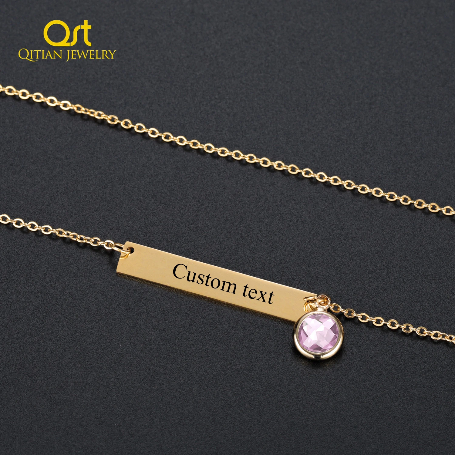 Collar de acero inoxidable con grabado personalizado, joyería con nombre, grabado, cualquier letra, piedra de 3 Collares| - AliExpress