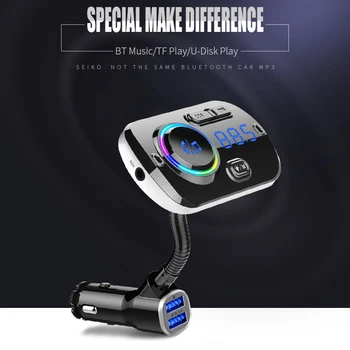 

Wireless FM Transmitter A2DP MP3 Music Player Bluetooth Audio 5.0 Car Handsfree Kit Dual USB 3.1A QC3.0 Fast Charging
