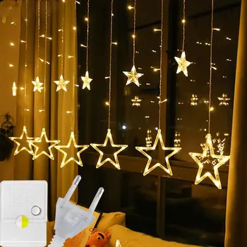 Kerst Led Gordijn Lichten 2.5M/3.5M Garland Star Bells Decor Voor Thuis 220V Kerstverlichting Outdoor/Indoor Festival String Lampen