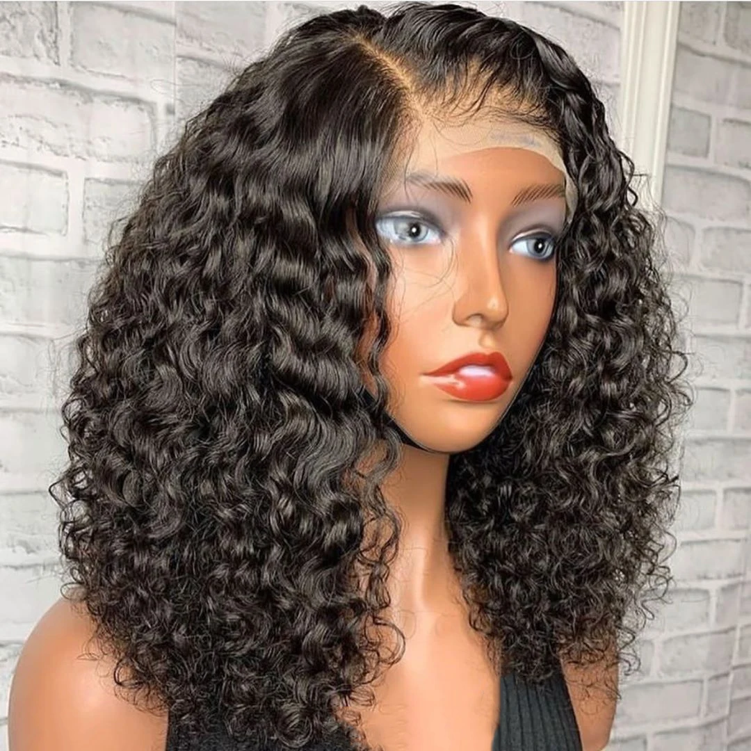 180% Density Bob Wigs Lace Front Human Hair Wigs Short Jerry Curly Bob Lace Closure Wig For Black Women Deep Wave Wig