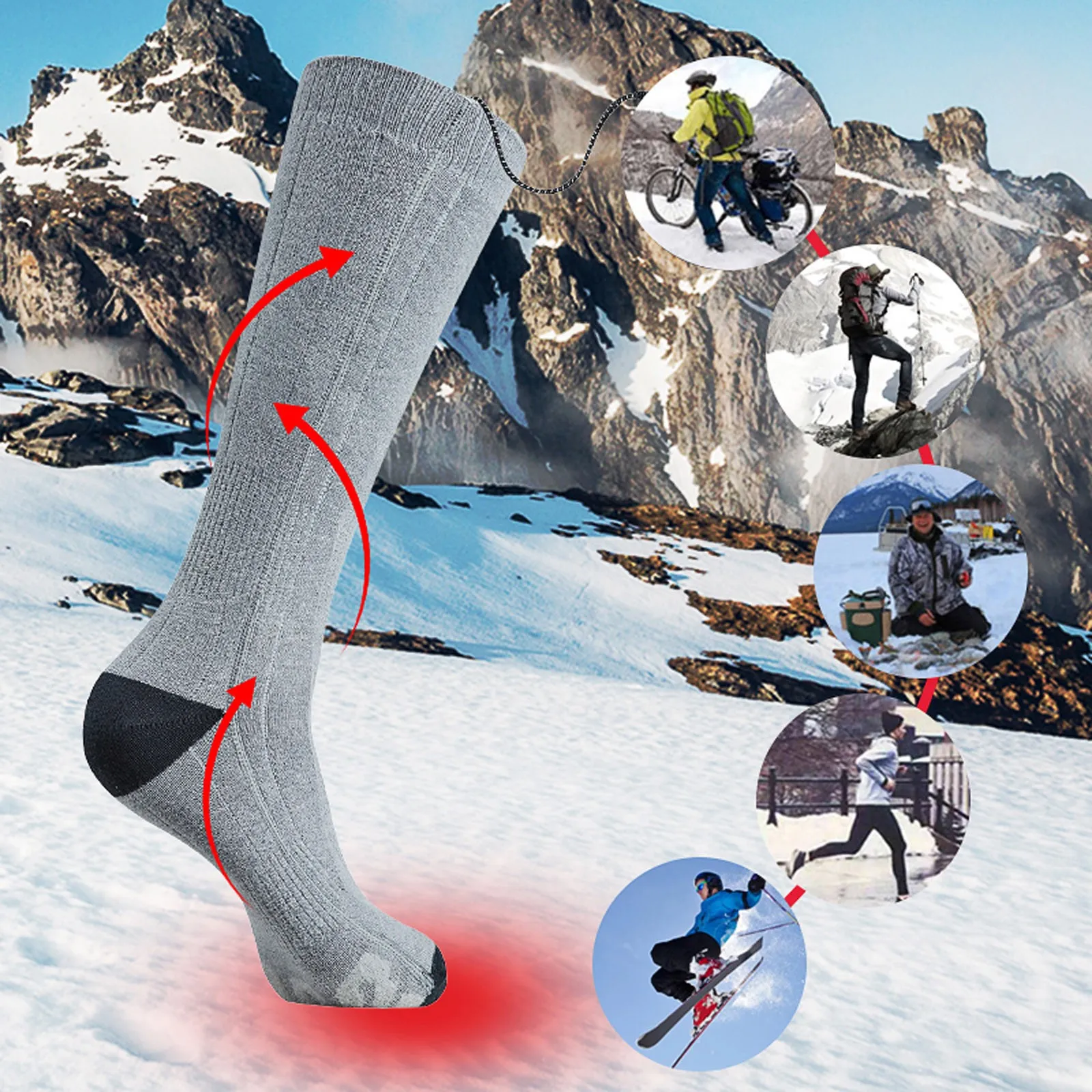 Heating Sock Three Modes Elastic Comfortable Resistant Electric Warm Sock Set Rechargeable Heated Socks For Men Women#G30