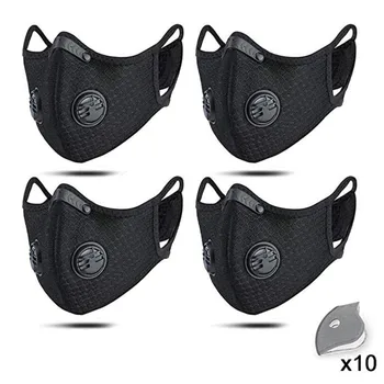 

Mascherine 4 Dust Masks With 10 Filters Breath Valve Face Mask Reusable Dustproof Respirator For Men Women Activated Carbon Mask
