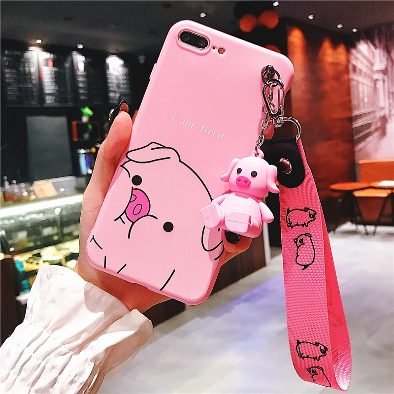 Милый кронштейн hello kitty Cat+ ремешок чехол для iPhone 7 Чехол Xs Max 6 8 Plus X Xr мультфильм розовый Kitty Мягкие ТПУ чехлы для телефонов