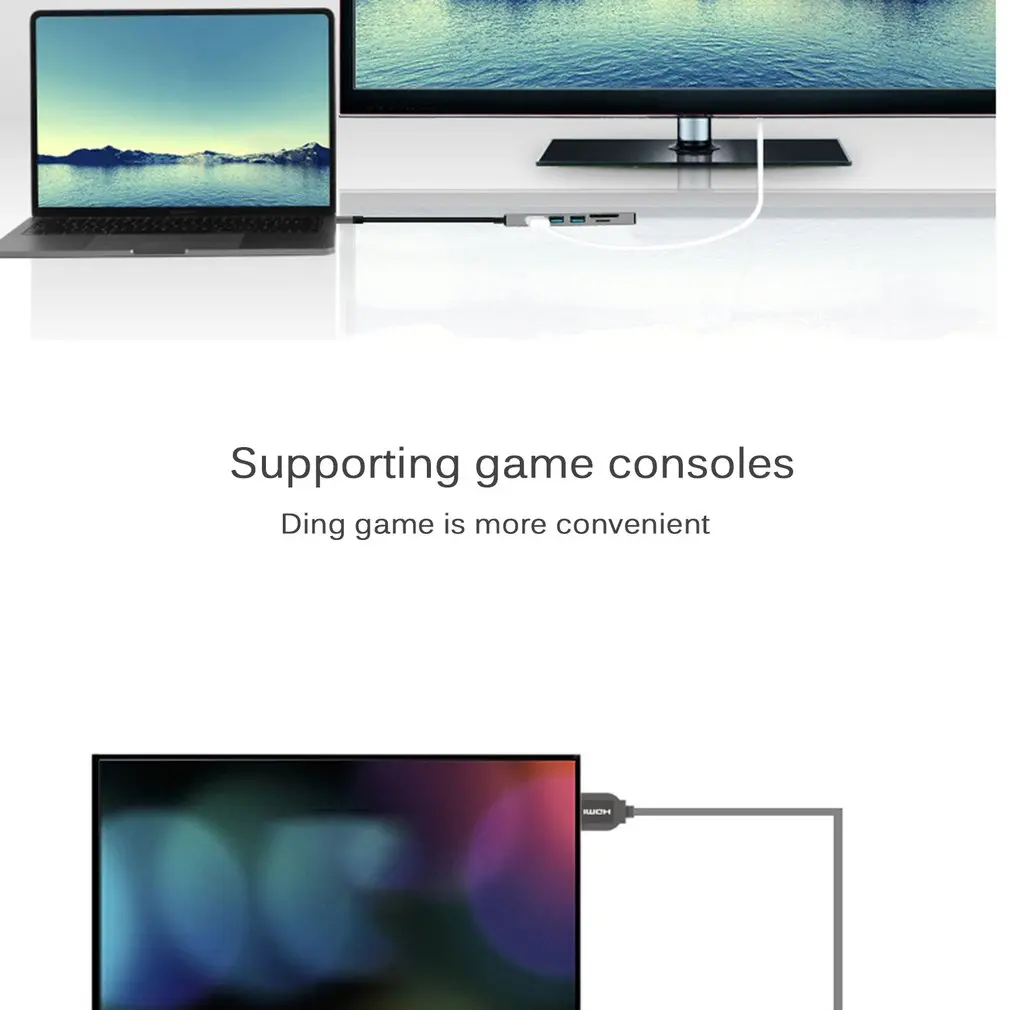 6 в 1 Thunderbolt 3 Usb-C к Hdmi 4K адаптер Sd Tf кардридер Usb3.0 концентратор Pd Многофункциональный Usb3.0 концентратор