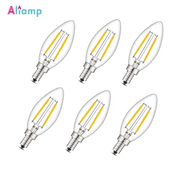 

E14 Candle LED Light Bulb C35 2W Equivalent 25W Edison Screw Night Lamp 2700K Warm White 6500K Daylight Home Lighting 6Pack