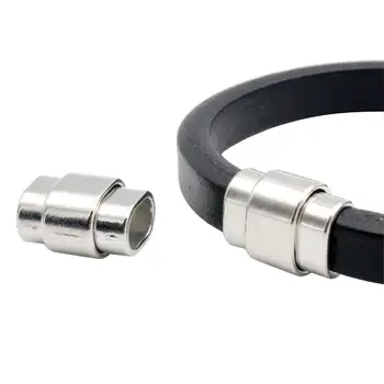 

3 sets 10mmx7mm Silver Magnetic Clasp Closure for 10mmx6mm Licorice Leather Glue Bracelet End