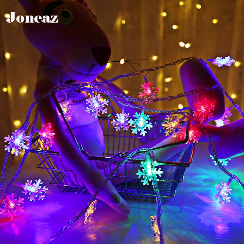 

snowflake Christmas LED String Lamp Fairy lights For New Year decoration home luz navidad battery opeate usb indoor joneaz