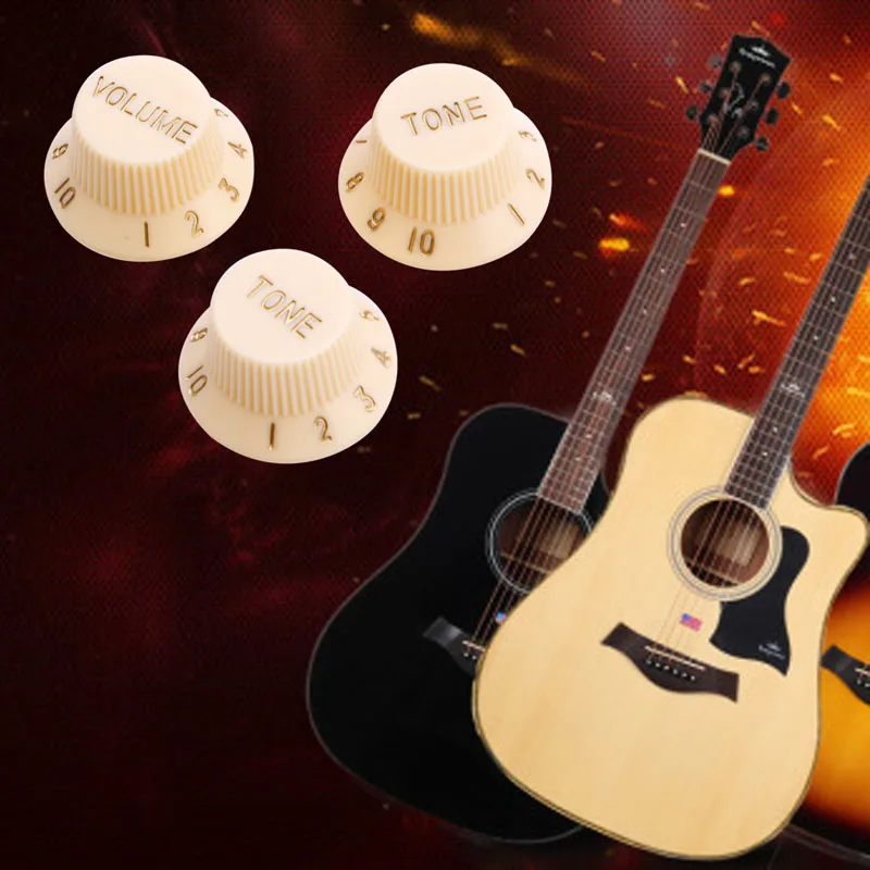 

1 Volume 2 Tone Knob Button Guitar Control Knobs For FD ST Cream