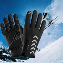 Зимние теплые перчатки унисекс для спорта на открытом воздухе, водонепроницаемые, ветрозащитные, индукционные перчатки, перчатки для катания на лыжах с теплой подкладкой для езды на велосипеде