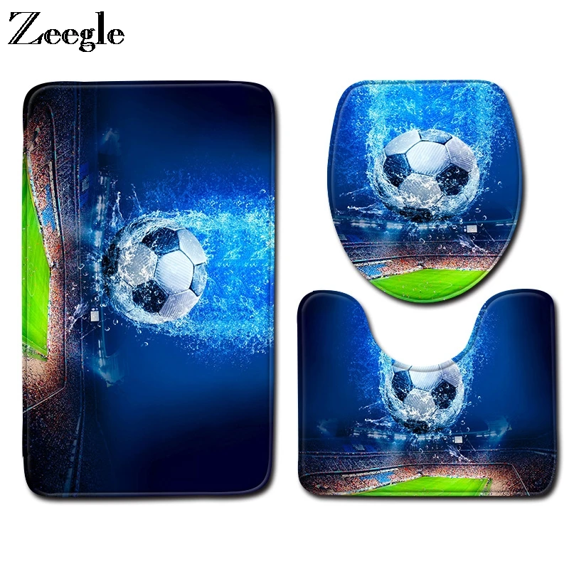 Zeegle Bath Mat Set Flannel Soft Toilet Seat Cover Mat Absorbent Toilet Pedestal Rug Foot Mat Washable Anti Slip 3pcs Toilet Set