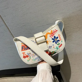 

Wholesale new summer small bag tide wild graffiti portable messenger bag shoulder arm bag baguette bag