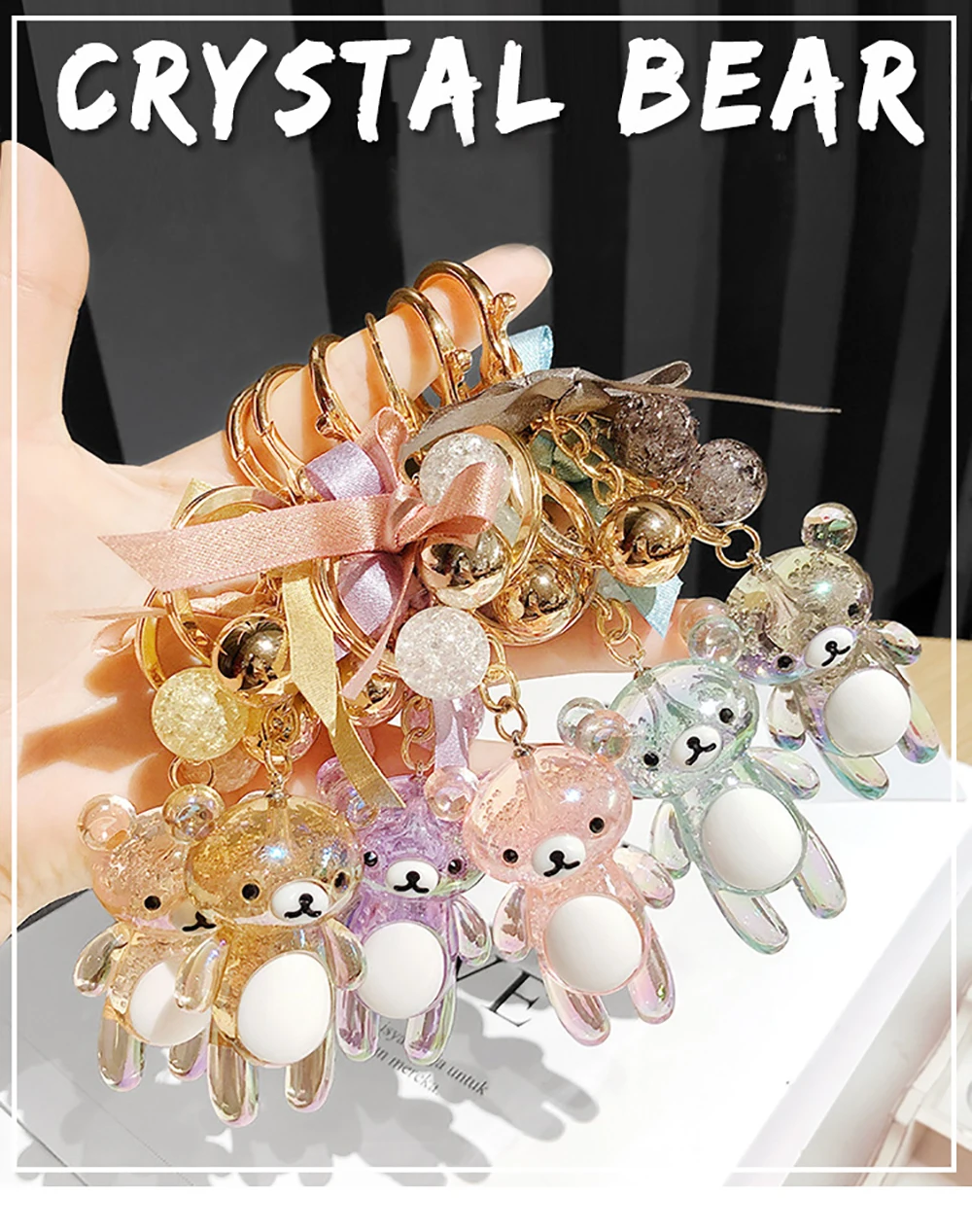 Красочный медведь брелок пластиковый медведь кулон Kpop аксессуары Llaveros Kawaii Porte Clef Animaux подарки на день рождения для детей