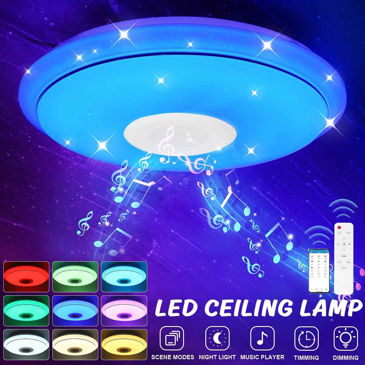 Светодиодный потолочный светильник 300 Вт Wi-Fi RGB 40 см 50 приложение bluetooth