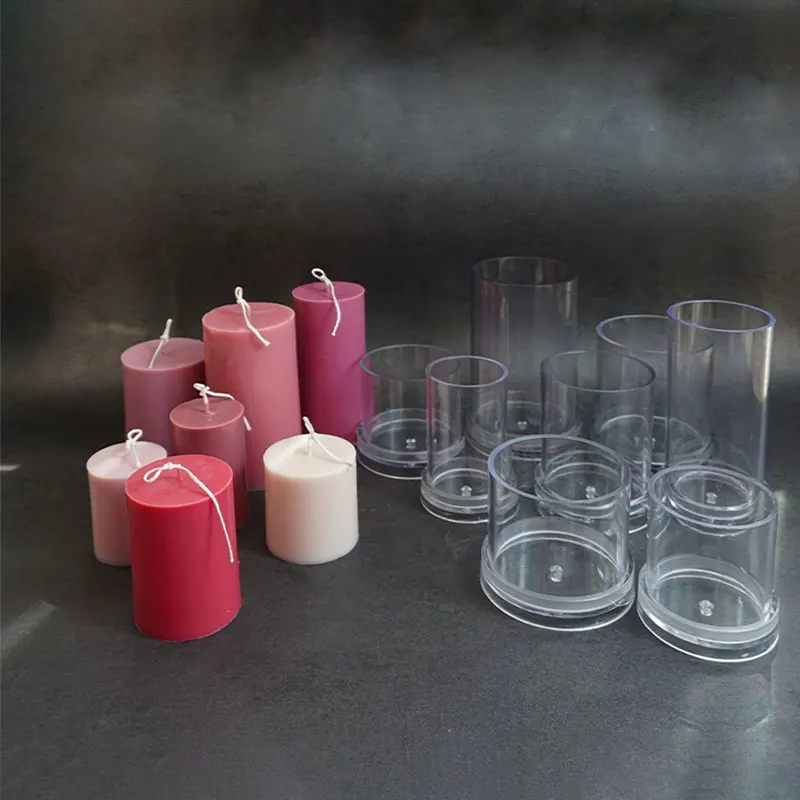Clear Cylinder Plastic Candle Making Moulds DIY Scented Candles Craft Soap Molds 
