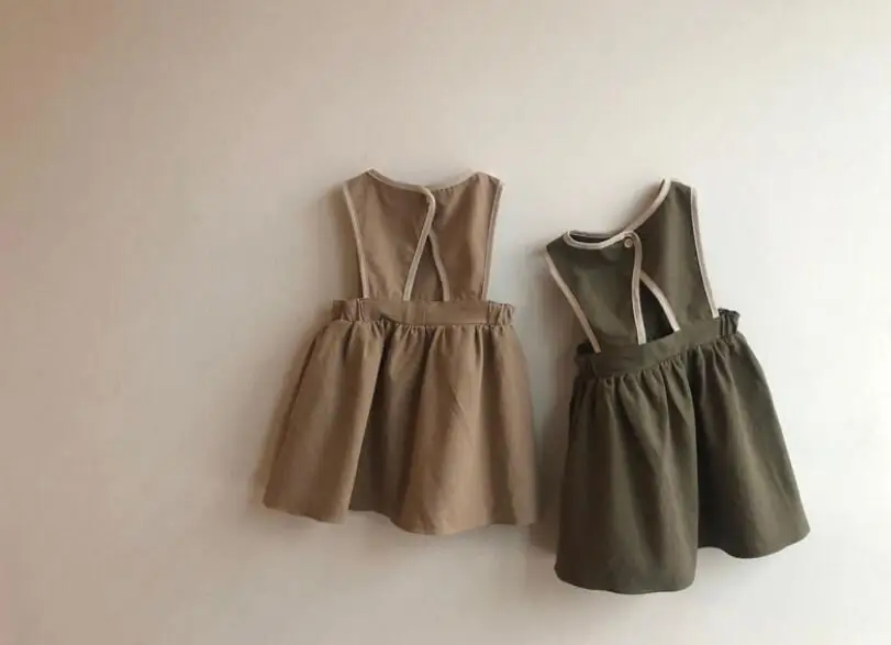 Г. Весенние детские хлопковые однотонные платья-майки в японском стиле; милая одежда принцессы для девочек; 6 шт/лот;