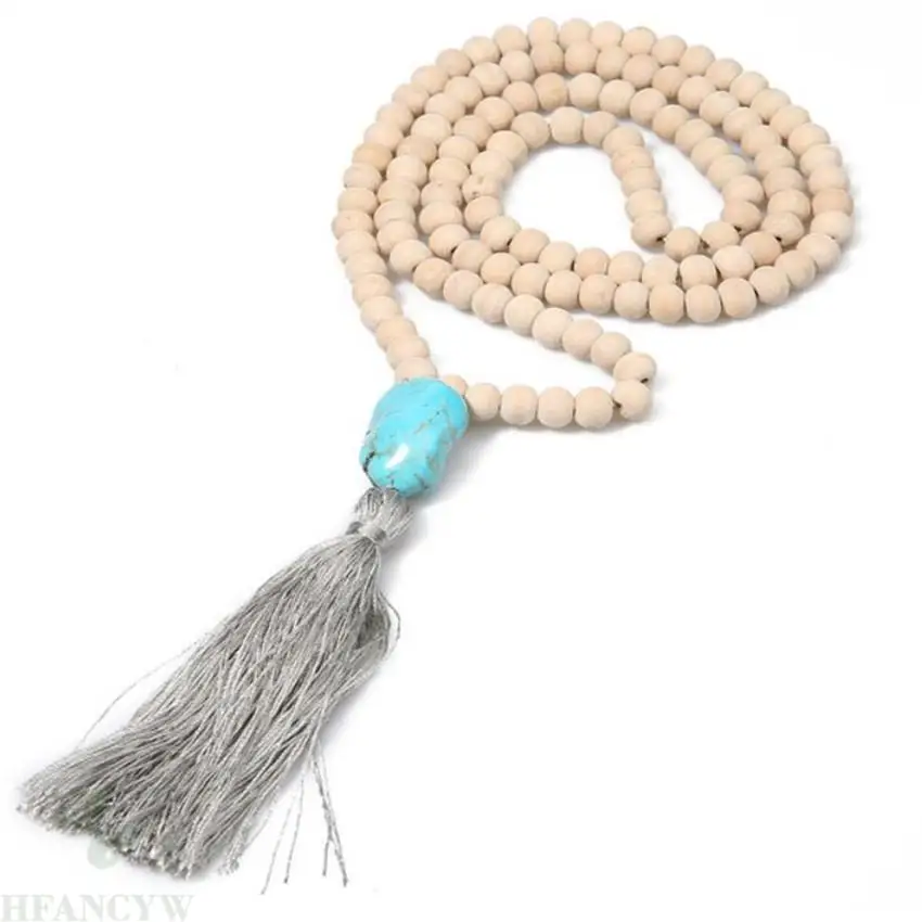 

8mm Sandalwood turquoise necklace Reiki Chain Tassel Fancy Grade Nature Energy Lucky Handmade Wristband Buddhism chic Mala