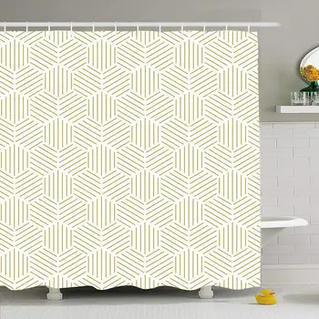 

Shower Curtain Set with Hooks 60x72 Hexagonal Line Repeat Abstract Seamless Tile Paper Simple Pattern Color Style Geometrical