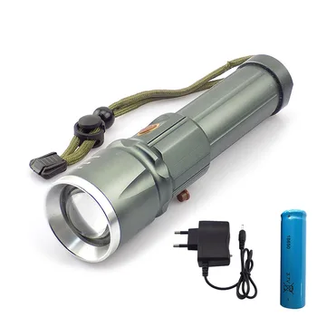 

L2 LED Flashlight Flash Lamp Super Bright Torch Adjustable Zoom Focus Lanterna With 18650 Rechargeable Battery Ac Charger