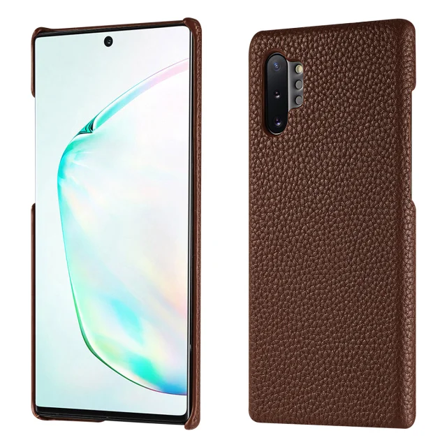 Роскошный мягкий на ощупь чехол из натуральной кожи для samsung Galaxy Note 10/Plus чехол ультра тонкий Защитные чехлы для телефонов для Note10 - Цвет: Dark Brown