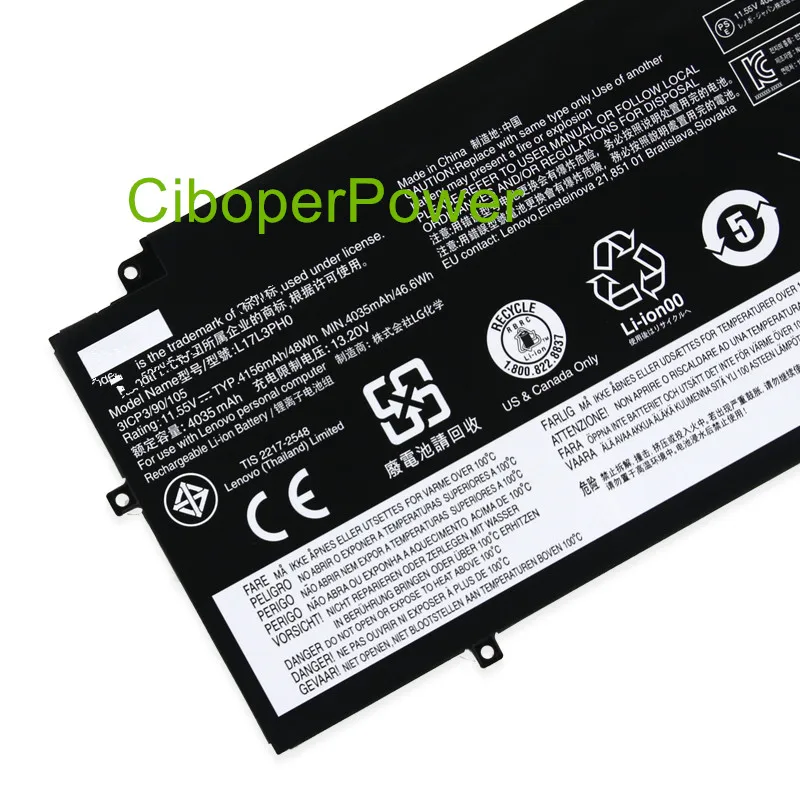 Качественный Аккумулятор для ноутбука L17L3PH0 11,55 V 48Wh 5B10Q41209