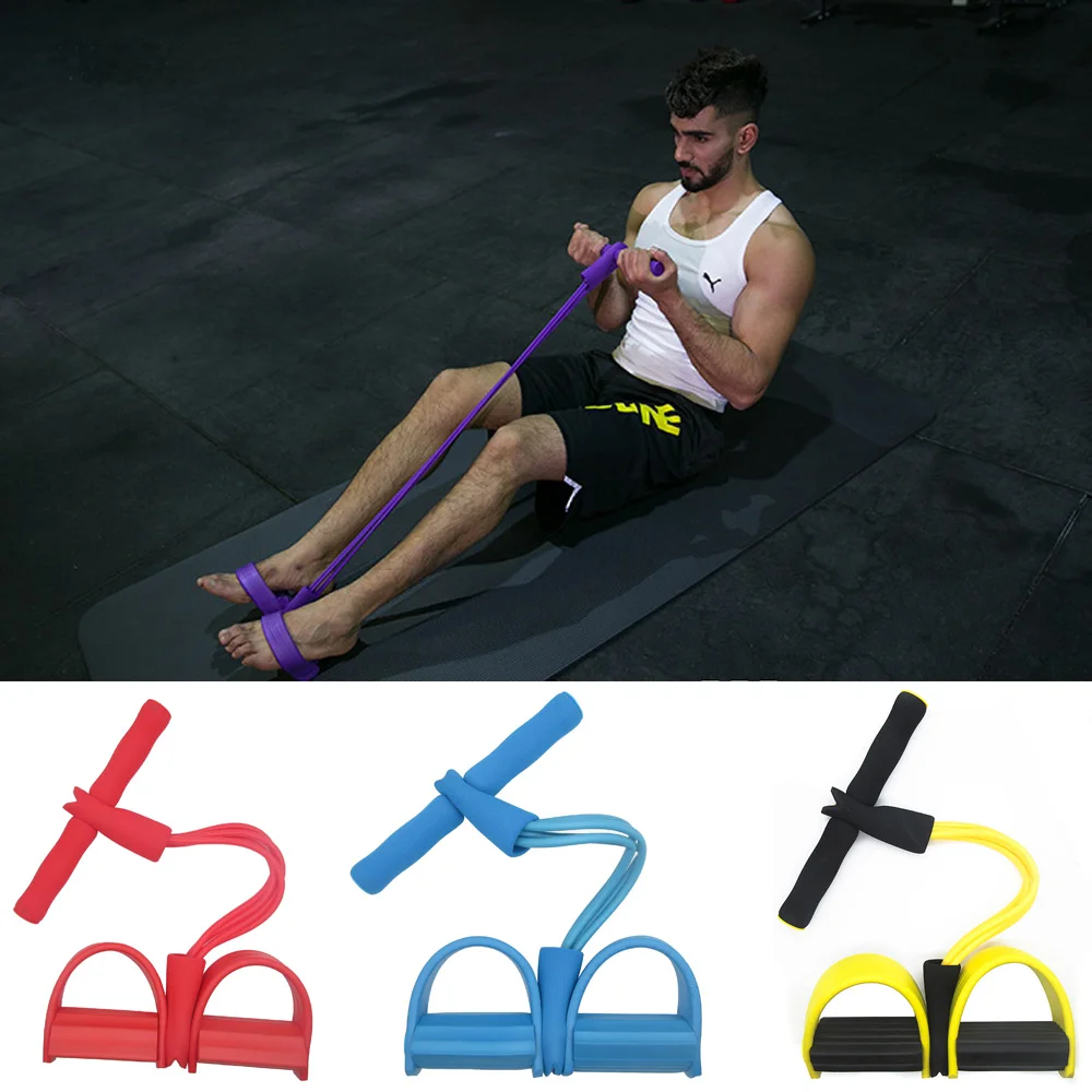 

4 Tube Fitness Elastic Pull Rope Foot Pedal Body Slim Yoga Resistance Bands Workout Latex bands Sport Exercise Fitness Equipment