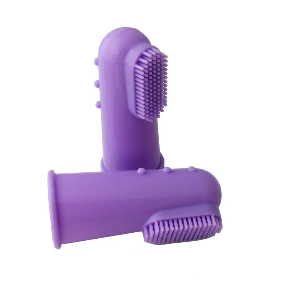 purple Цветной дизайн, Нетоксичная Мягкая Силиконовая зубная щетка для домашних животных, щетка для собак, неприятный запах воздуха, зубной камень, уход за зубами, чистящее средство, Прямая поставка - Цвет: purple