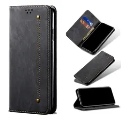 For iPhone 13 12 11 Pro Max 13 12 Mini 13 12 11 XS Max XS XR 6 7 8 Plus Denim Leather Magnetic Wallet Flip Cover Card Slot Cover
