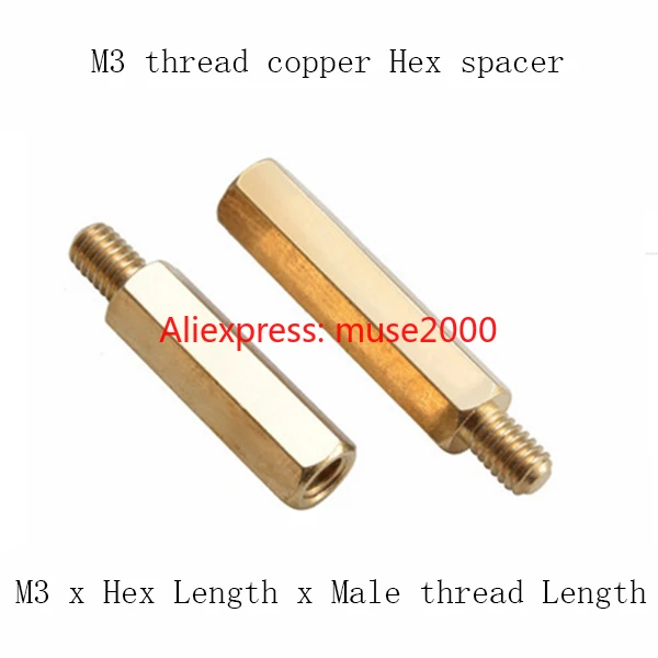 M3 Brass Standoff copper spacer 4-60mm +6mm male thread outer Hex brass female pillars Nut Spacer Column | Обустройство дома