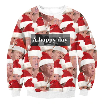 

Funny 3D Print Donald Trump Ugly Christmas Sweatshirt for Men Sweet Christmas Party Pullover Crewneck Ugly Xmas Sweatshirts
