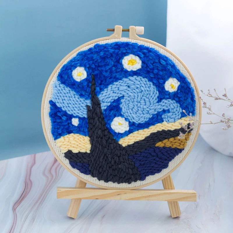Русский diy poke игла вышивка ручная вышивка материал упаковочный набор, вышивка шерсть ручная вышивка для подарка - Цвет: with Poke needle