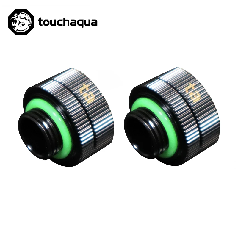 

2PCS Bitspower Touchaqua 10X14MM Dual O Ring G1/4" Tighten Hand Compression Fittings For Hard Tube OD14MM Black ,Silver,White