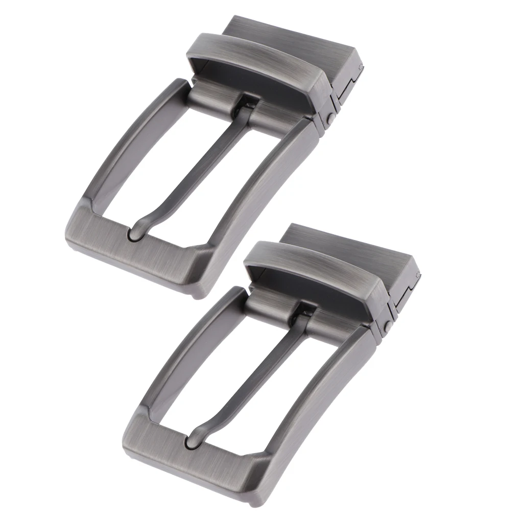 Alloy Reversible Belt Buckle Replacement - Pack of 2 - Single Prong Rectangular Pin Belt Buckle for 1.3-1.34 inch Strap