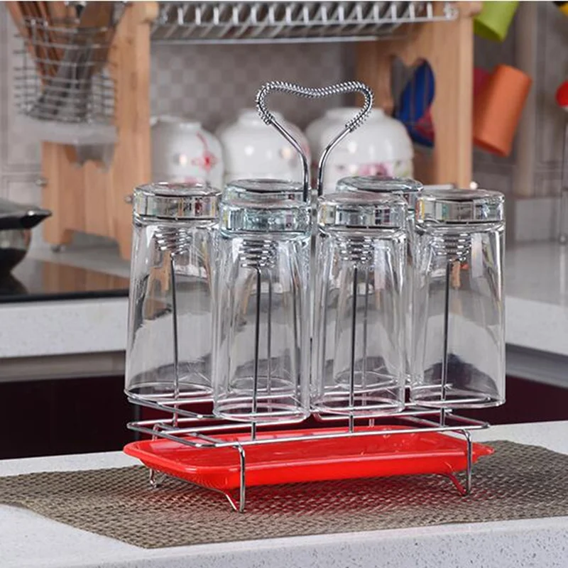 Mug Glass Stand Holder Mug Drainer Storage Drying Rack for Cup Drying Holds 6 Cups MANTFX Stainless Steel Glass Cup Holder 