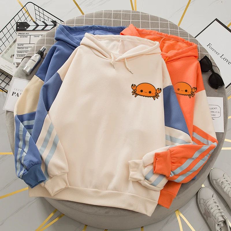 Japanese Style Hooded Women Patchwork Hoodie Pastel Color Block Sweatshirt  For Lady Long Sleeve Oversized Cute Fall Pullover - Hoodies u0026 Sweatshirts -  AliExpress