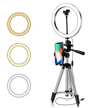 

16/20/26cm USB Interface Dimmable LED Selfie Ring Light Camera Phone Photography Video Makeup Lamp With Tripod Phone Clip