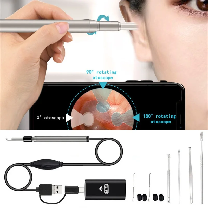 

3 in 1 Ear Cleaning Endoscope Ear Wax Remover Cleaning Tool WiFi Borescope Inspection HD Waterproof Camera with 6 Adjustable LED