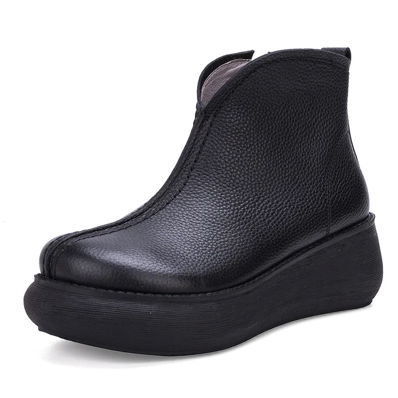 

508-15 New Original Retro Boots Thick Leather Shoe Handmade Cowhide Leather Boot Women Winter Shoes