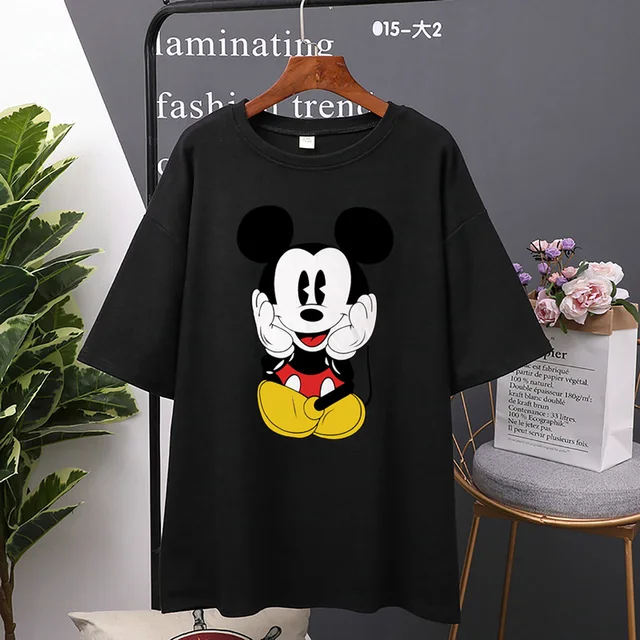 Disney cartoon Mickey Tshirt Tops Summer casual oversized Women T shirts Ulzzang hip hop Streetwear Harajuku