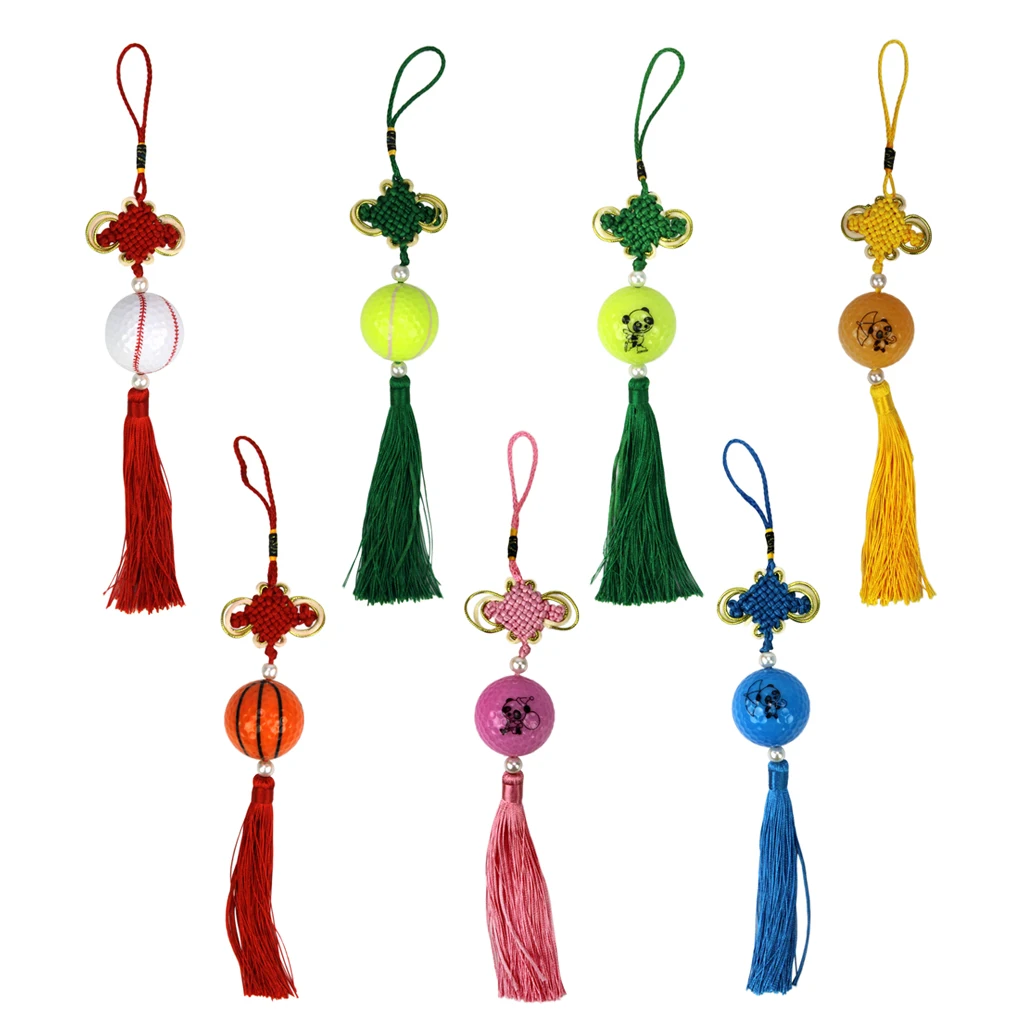 Traditional Handcraft Knitted Chinese Knot with Golf Ball - Hall Door Office Car Hanging Decor Golf Gift Golf Accessoires