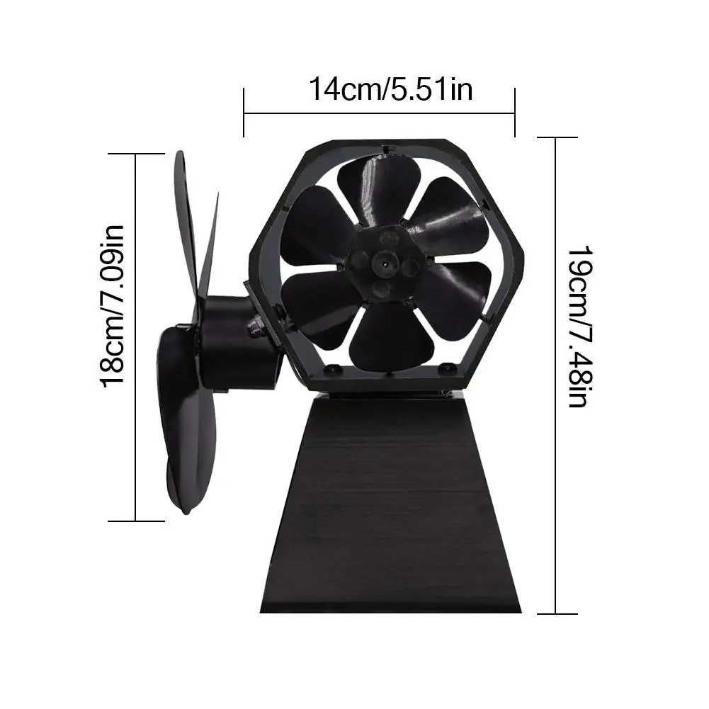 4 Blades Heat Powered Stove Fan Log Wood Burner Quiet Black Home Fireplace Fan Efficient Heat Distribution