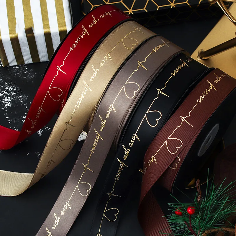 5/10m Satin Ribbon Bronzing Christmas Decorative tape DIY bow Bouquet Cake Gift Wrapping Sewing Products For Crafts Needlework satin ribbons ribbon decoration ribbon supplies
