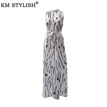 

Women Summer Sleeveless Strip Jumpsuit Print Trouser Fashion 2020 Contrast Striped Sleeveless Loose Wide Leg Jumpsuit Overalls