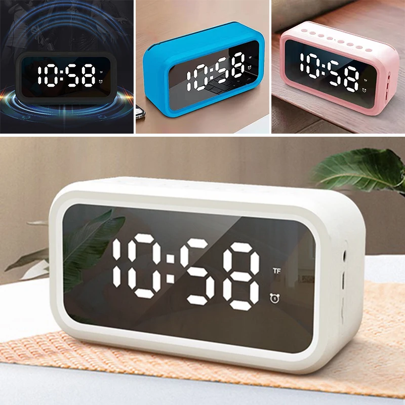 Многофункциональные электронные часы Bluetooth аудио зеркало динамик температура цифровой будильник время украшения дома