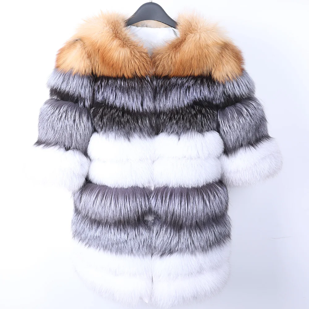 Excellent 2019 thick outerwear 100% natural fur jacket long female winter warm leather fox fur coat high quality fur vest real fur coat 0