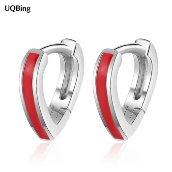 

Simple Geometric Hollow Red Enamel Heart Shape Clip Earrings for Women Fashion Gifts Jewelry